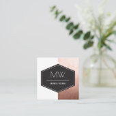 モノグラムのばら色の金ゴールド スクエア名刺 (スタンド正面)