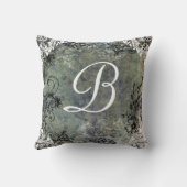 モノグラムのぼろぼろのシックなヴィンテージの枕 クッション (裏面)