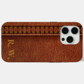モノグラムのような茶色の革 Case-Mate iPhoneケース (裏面 (横))