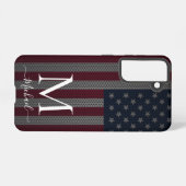 モノグラムのアメリカ国旗のメタリックメッシュのパーソナライズ SAMSUNG GALAXYケース (裏面横)