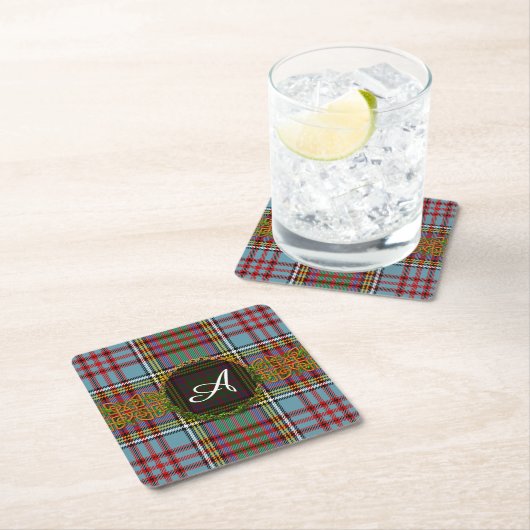 モノグラムのアンダーソンのタータンチェック スクエアペーパーコースター (インサイチュ)