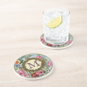 モノグラムのアンティークフランスのフローラ コースター (側面)