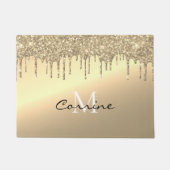 モノグラムのアンティーク14k金ゴールド滴下グリッター ドアマット (正面)