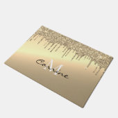 モノグラムのアンティーク14k金ゴールド滴下グリッター ドアマット (アングル)