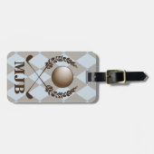 モノグラムのアーガイル柄のなゴルフ頂上 ラゲッジタグ (正面横)