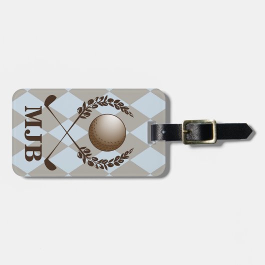 モノグラムのアーガイル柄のなゴルフ頂上 ラゲッジタグ (正面横)