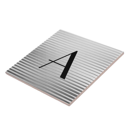 モノグラムのアールデコの銀のサテンは縞で飾ります タイル (側面)