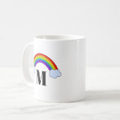 モノグラムのイニシャルが付いている虹 コーヒーマグカップ (正面左)