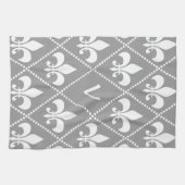 モノグラムのイニシャルとの灰色の（紋章の）フラ・ダ・リ キッチンタオル (横)