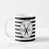 モノグラムのイニシャルの美容師の理髪店を切って下さい コーヒーマグカップ (左)