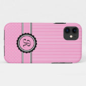 モノグラムのイニシャルピンクストライプ水玉模様 Case-Mate iPhoneケース (裏面(横))