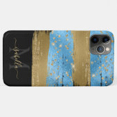 モノグラムのイニシャルブラックブルー金ゴールド Case-Mate iPhoneケース (裏面(横))