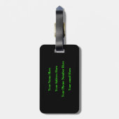 モノグラムのイニシャルヘリンボンパターンネオンの緑 ラゲッジタグ (裏面縦)
