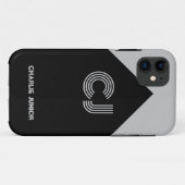 モノグラムのイニシャルミニマリストのグレーとブラック Case-Mate iPhoneケース (裏面(横))