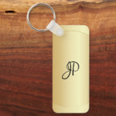 モノグラムのイニシャル名フェイク金ゴールドトレンディー キーホルダー (正面)