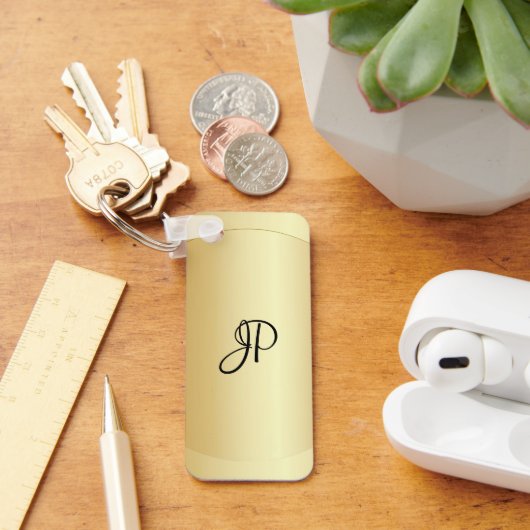 モノグラムのイニシャル名フェイク金ゴールドトレンディー キーホルダー (デスク)