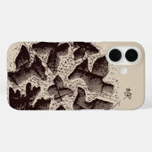 モノグラムのイニシャル ビンテージ レトロ 手描きの鳥  Case-Mate iPhoneケース (裏面 (横))