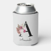 モノグラムのイニシャルAピンクボホガーリーフローラ 缶クーラー (缶裏面)