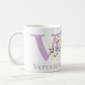 モノグラムのイニシャルVとVeronicaの名前 コーヒーマグカップ (左)