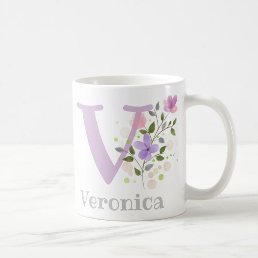 モノグラムのイニシャルVとVeronicaの名前 コーヒーマグカップ (右)