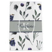 モノグラムのウォーターカラーフラワールギフトバッグ ミディアムペーパーバッグ (裏面)