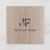 モノグラムのウッドルックエレガント動揺して文字 スクエア名刺 (正面)