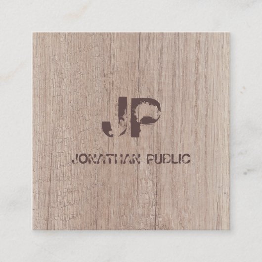 モノグラムのウッドルックエレガント動揺して文字 スクエア名刺 (正面)