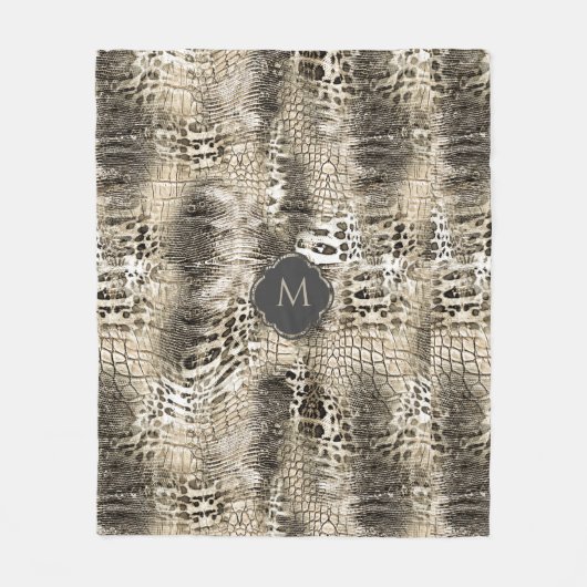 モノグラムのエキゾチックなヘビの模様 フリースブランケット (正面)