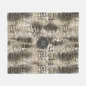 モノグラムのエキゾチックなヘビの模様 フリースブランケット (正面(横))