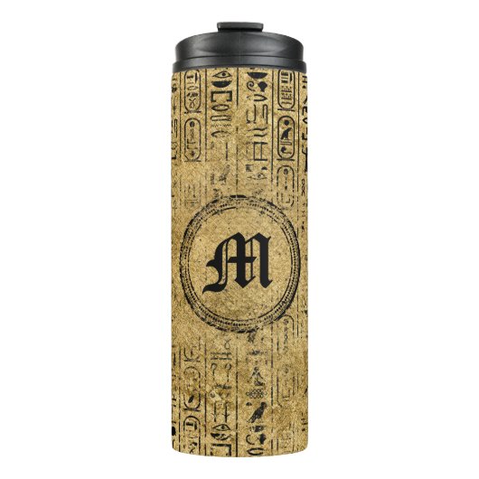 モノグラムのエジプトのヴィンテージの金ゴールドのヒエログリフ タンブラー (正面)