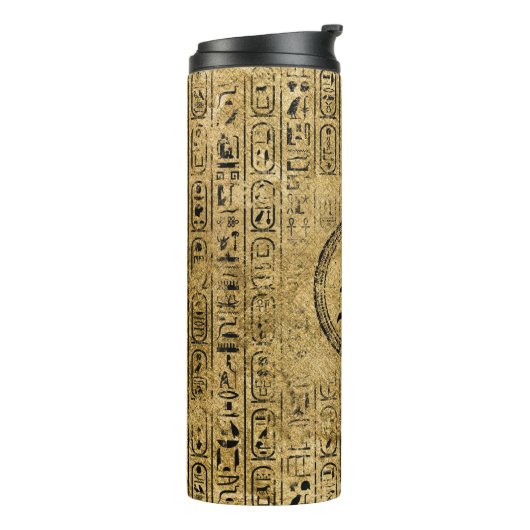 モノグラムのエジプトのヴィンテージの金ゴールドのヒエログリフ タンブラー (回転左)