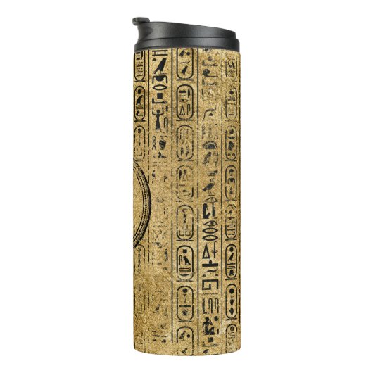 モノグラムのエジプトのヴィンテージの金ゴールドのヒエログリフ タンブラー (回転右)