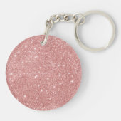 モノグラムのエレガントでシックでフェイクなグリッターのばら色の金ゴールド キーホルダー (裏面)