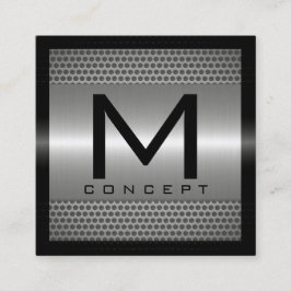 モノグラムのエレガントでモダンな金属銀 スクエア名刺