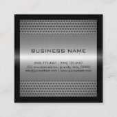 モノグラムのエレガントでモダンな金属銀 スクエア名刺 (裏面)