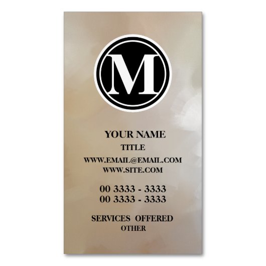 モノグラムのエレガントで、抽象的な背景 マグネット名刺 (正面縦)