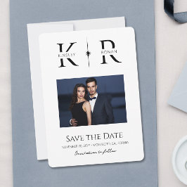 モノグラムのエレガントなフレア付き結婚式のSave the Date