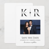 モノグラムのエレガントなフレア付き結婚式のSave the Date (正面/裏面)