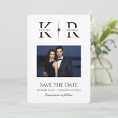 モノグラムのエレガントなフレア付き結婚式のSave the Date (スタンド正面)