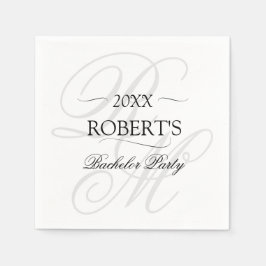 モノグラムのエレガントなミニマルなバチェラーパーティー スタンダードカクテルナプキン