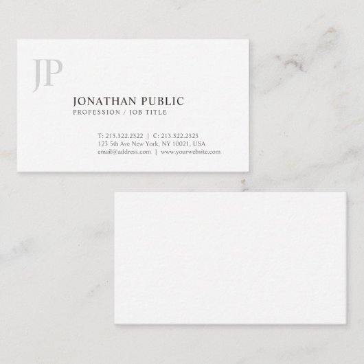 モノグラムのエレガントデザインシンプルトレンディー 名刺 (正面/裏面)