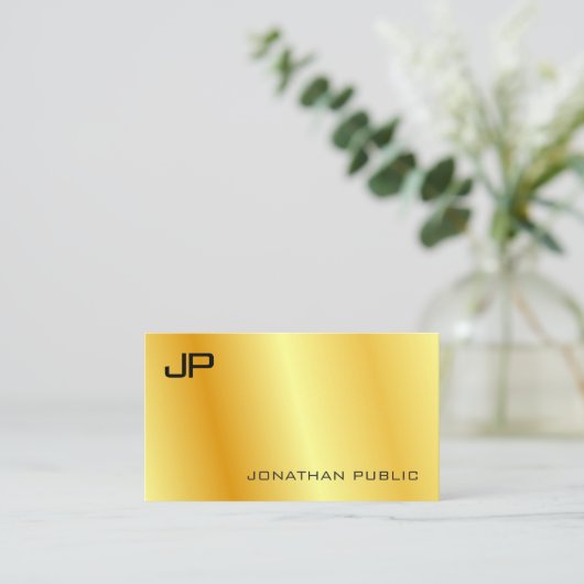 モノグラムのエレガントフェイク企業の金ゴールドモダンバス 名刺 (スタンド正面)