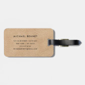 モノグラムのエレガントベージュフェイクレザー ラゲッジタグ (裏面横)