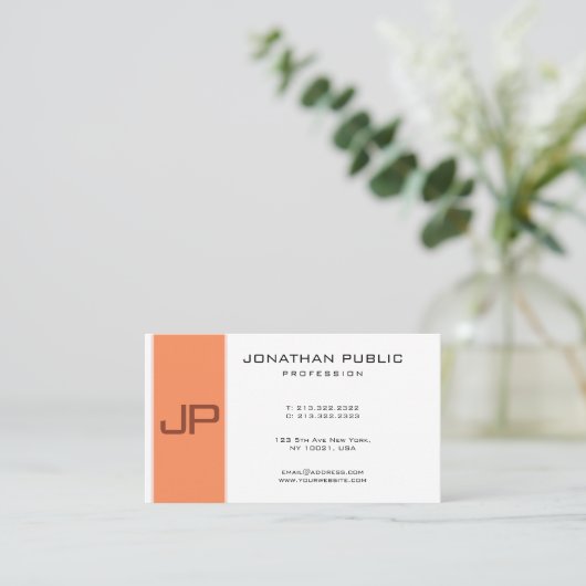 モノグラムのエレガントモダンシンプルテンプレート 名刺 (スタンド正面)