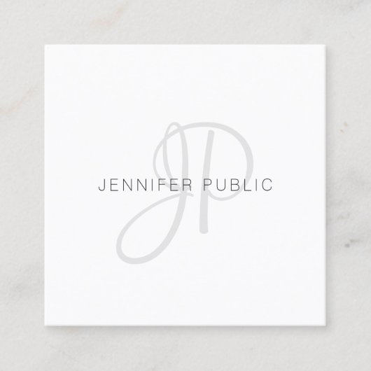 モノグラムのエレガントモダンデザインシックテンプレート スクエア名刺 (正面)