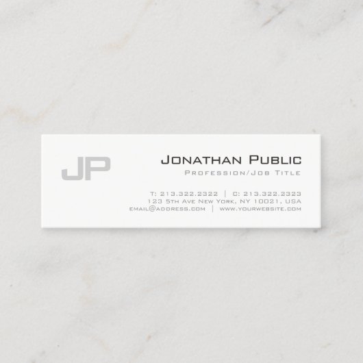 モノグラムのエレガントモダンデザインシンプルプレーン スキニー名刺 (正面)