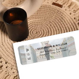 モノグラムのエレガント写真のア結婚レイの住所 ラベル