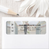 モノグラムのエレガント写真のア結婚レイの住所 ラベル (インサイチュ)