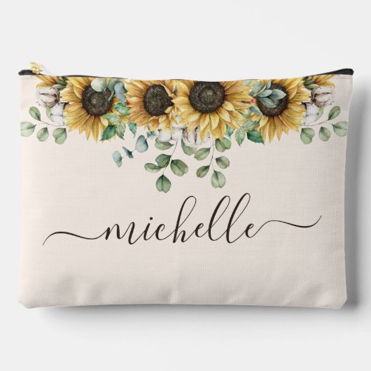 モノグラムのエレガント素朴花 アクセサリーポーチ (正面)