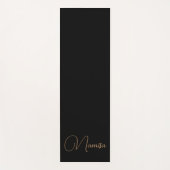 モノグラムのエレガント黒と金ゴールドフェミニン ヨガマット (正面)